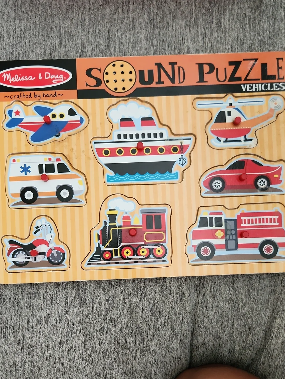 Melissa & Doug Vehicles Sound Puzzle with Red and Blue Accents